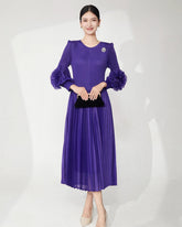 Luxury Plissé Flower Sleeve Dress